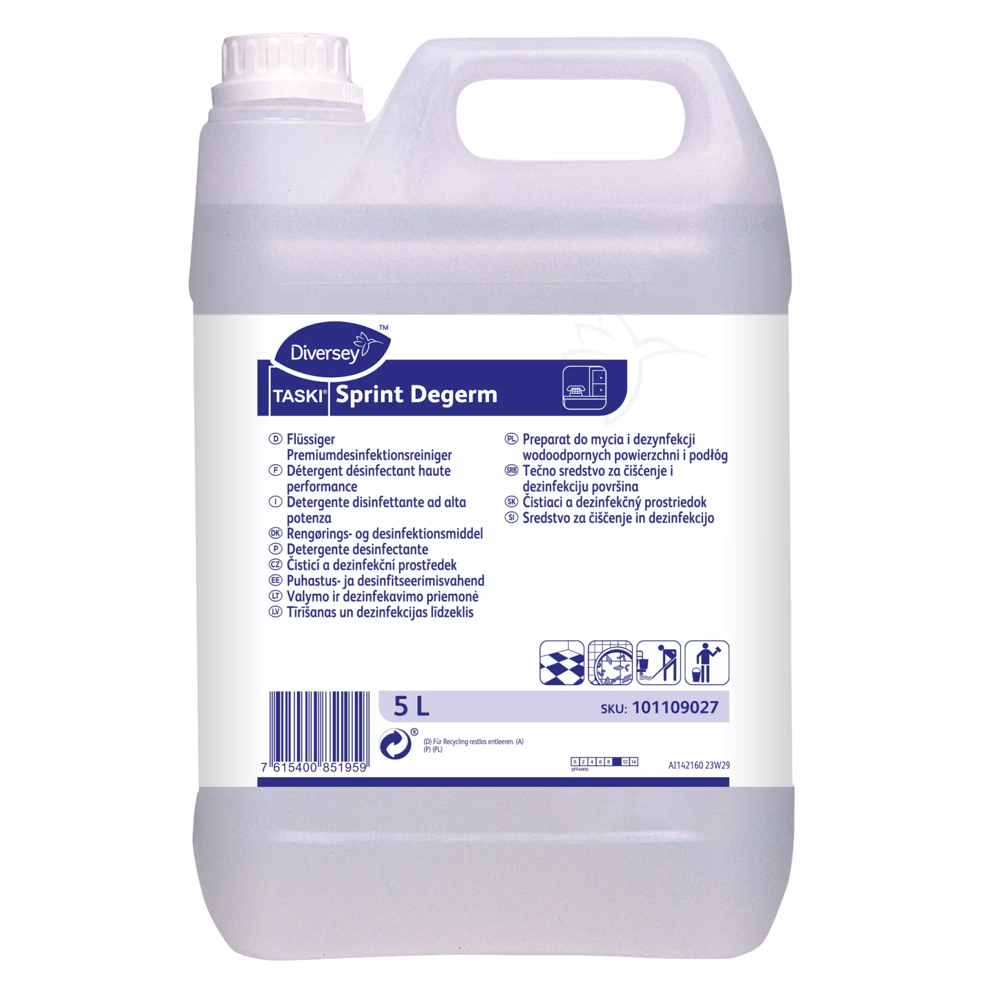 TASKI 101109027, Sprint Degerm Premium Disinfectant Cleaner 5L, image 1