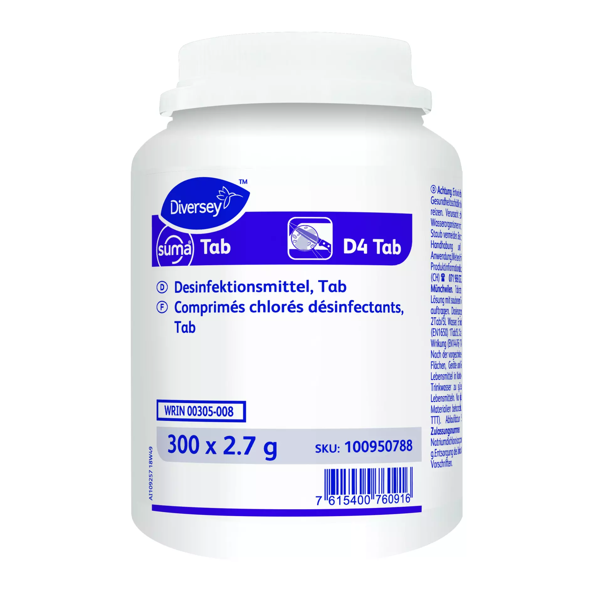 Suma 100950788, Tab D4 Chlorine-Based Disinfectant Tablets, image 1