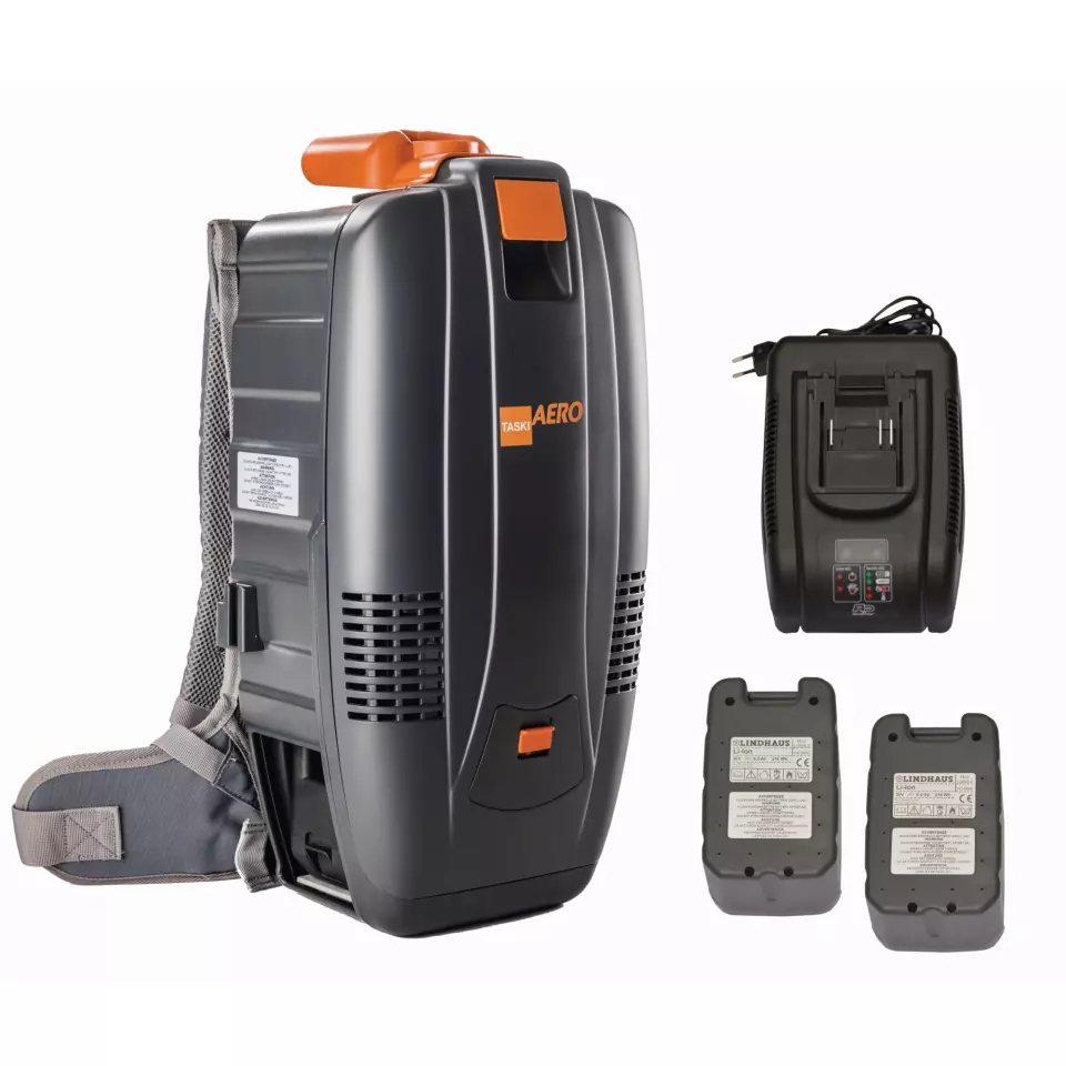 TASKI 7524503, AERO BP Lithium Starter Set Ultra-Lightweight Backpack Vacuum with Lithium-Ion Technology, image 1, gallery thumbnail