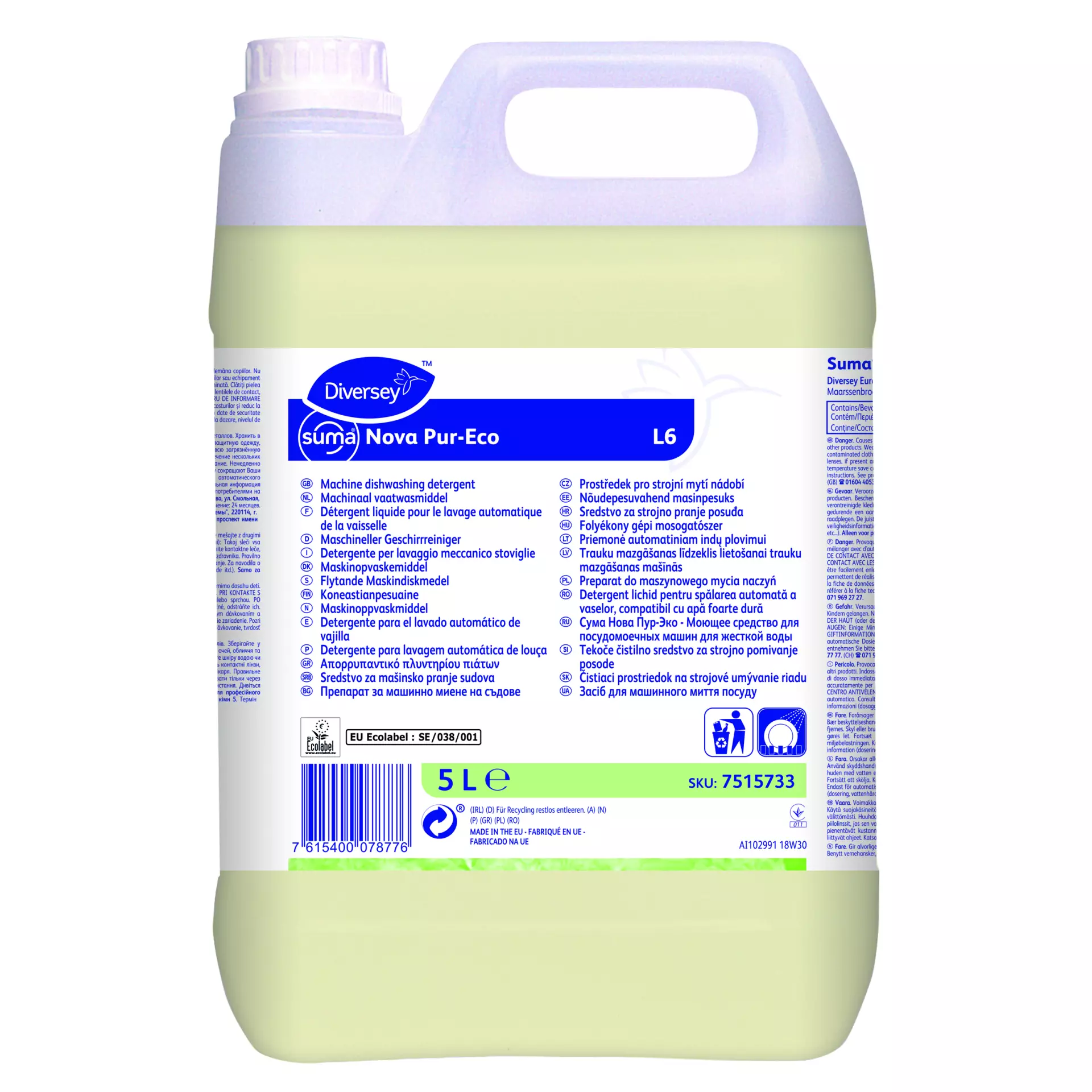 Suma 7515733, Nova Pur-Eco L6 Machine Dishwashing Detergent Chlorine and NTA-Free, image 1