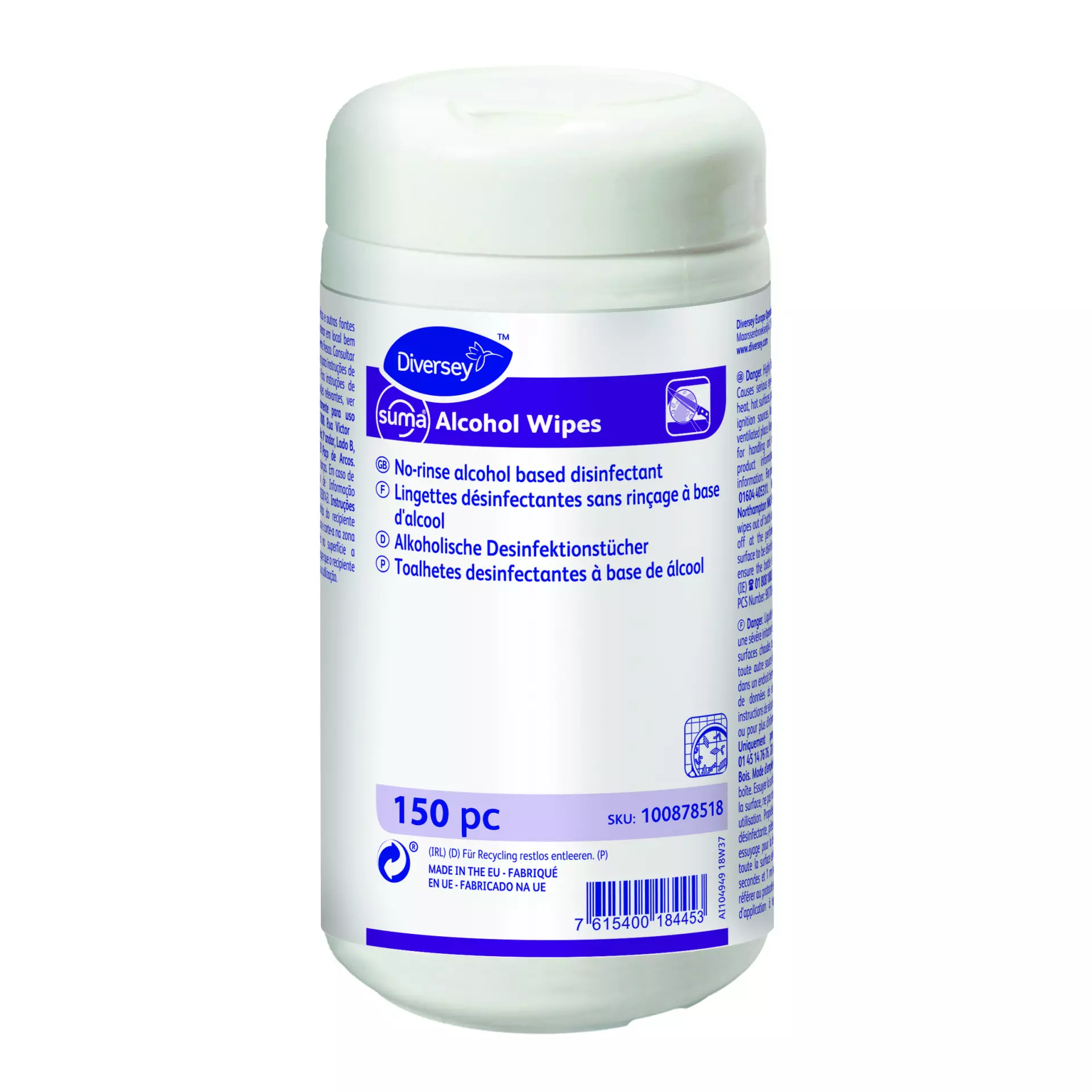 Suma 100878518, Alcohol Wipes Ready-to-Use Alcohol-Based Disinfectant Wipes 135x18cm, image 1