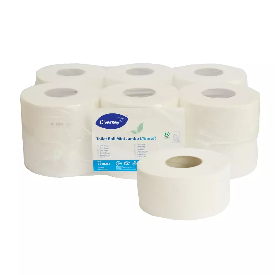 Diversey 7518251, Mini Jumbo Toilet Roll Ultrasoft, image 1, gallery thumbnail