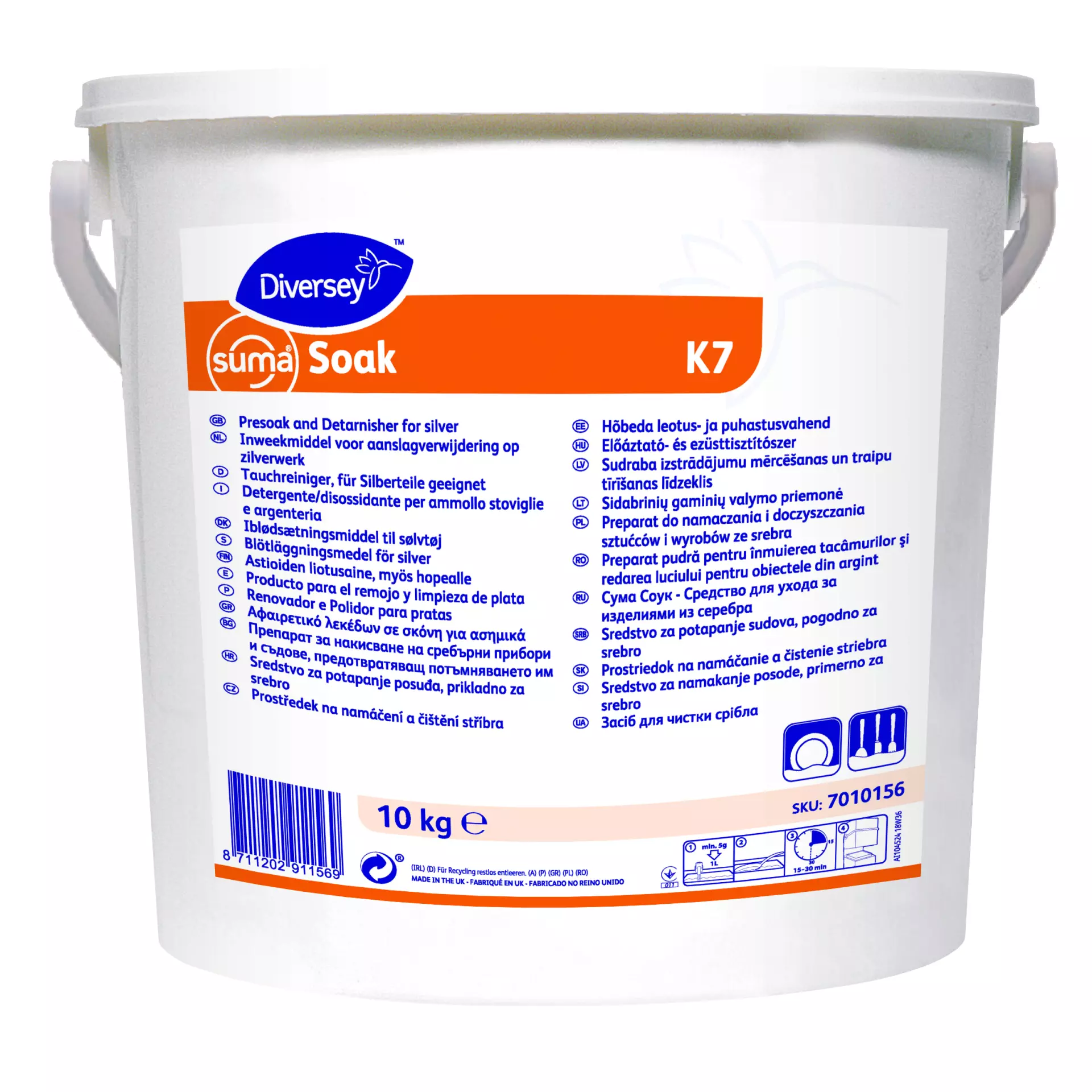 Suma 7010156, Soak K7 Cutlery Soaking Cleaner and Silver Cleaner 10kg, image 1