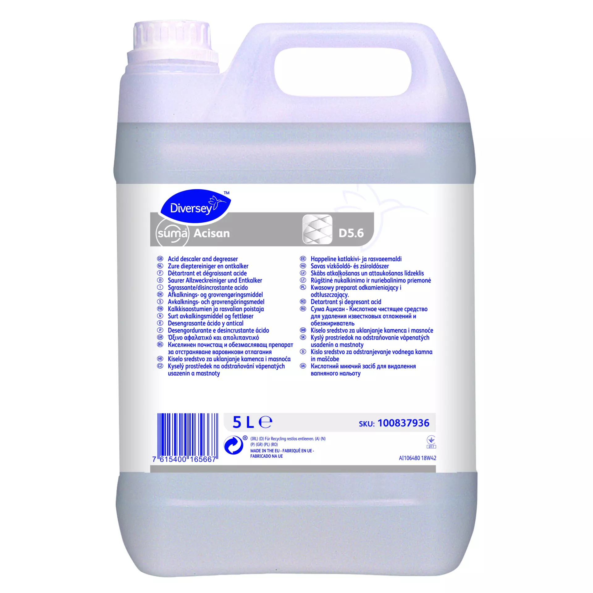 Suma 100837936, Acisan D5.6 Acidic All-Purpose Cleaner for Surfaces and Floors 5L, image 1