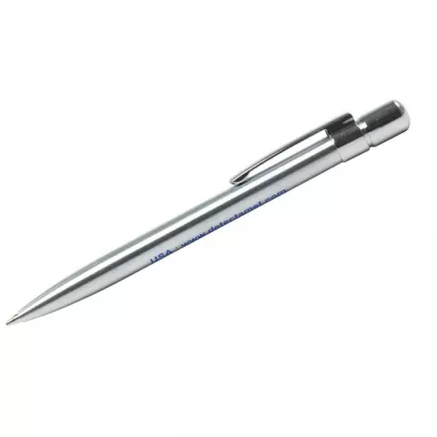Detectamet Stainless Steel Stick Pen with Clip, Red Ink