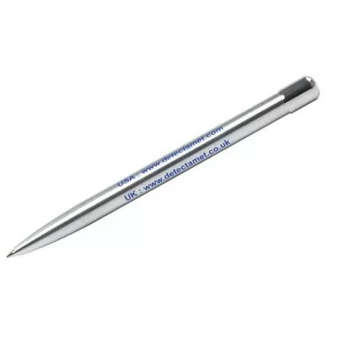 Detectamet Stainless Steel Stick Pen without Clip, Blue Fine Tip Ink