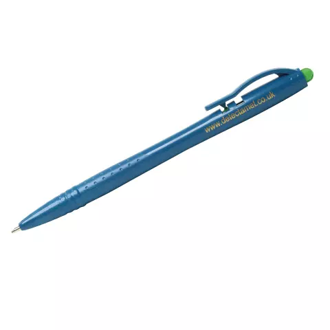 Detectamet Economy Retractable Pen with Clip, Green Ink