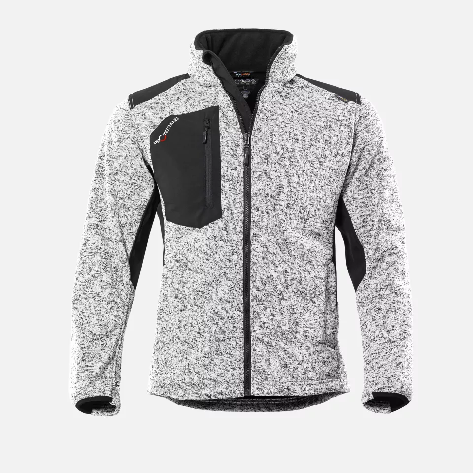 Qualitex NM-65013-3000, Knit Fleece Jacket White/Melange, image 1, gallery thumbnail
