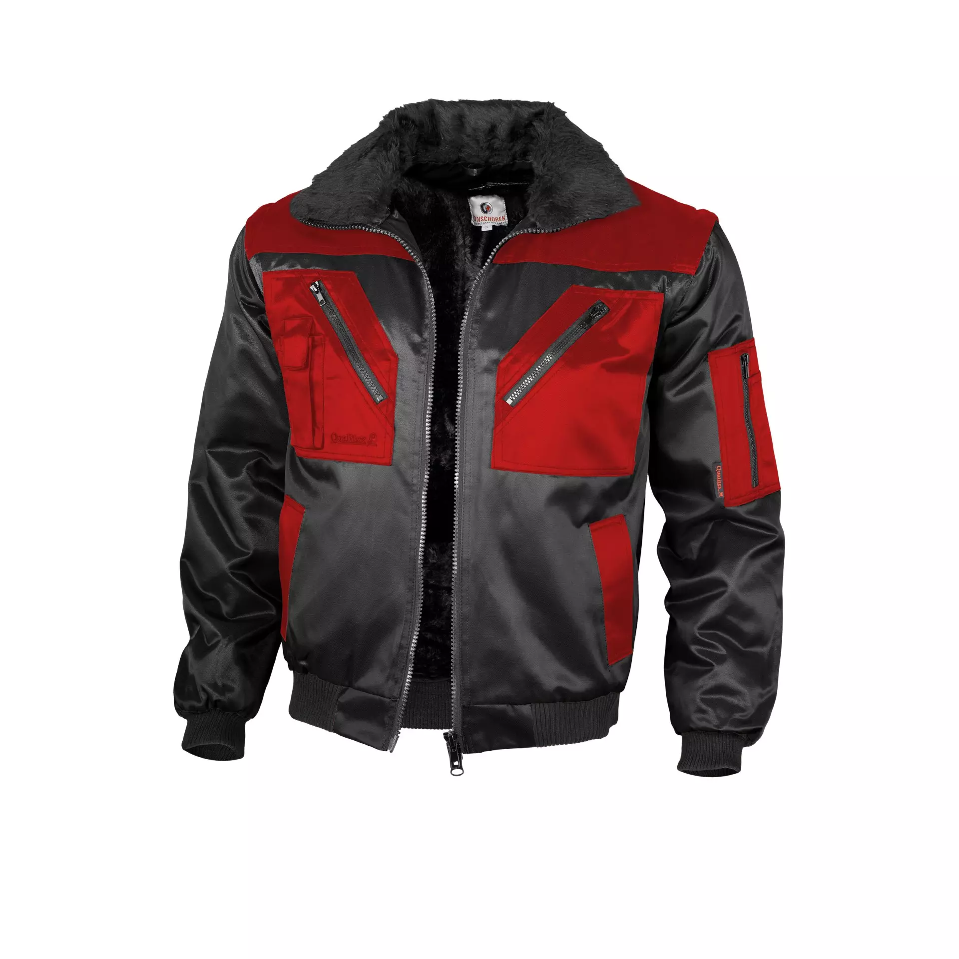 Qualitex NM-70001-3623, Zweifarbig Pilotenjacke schwarz/rot, image 1