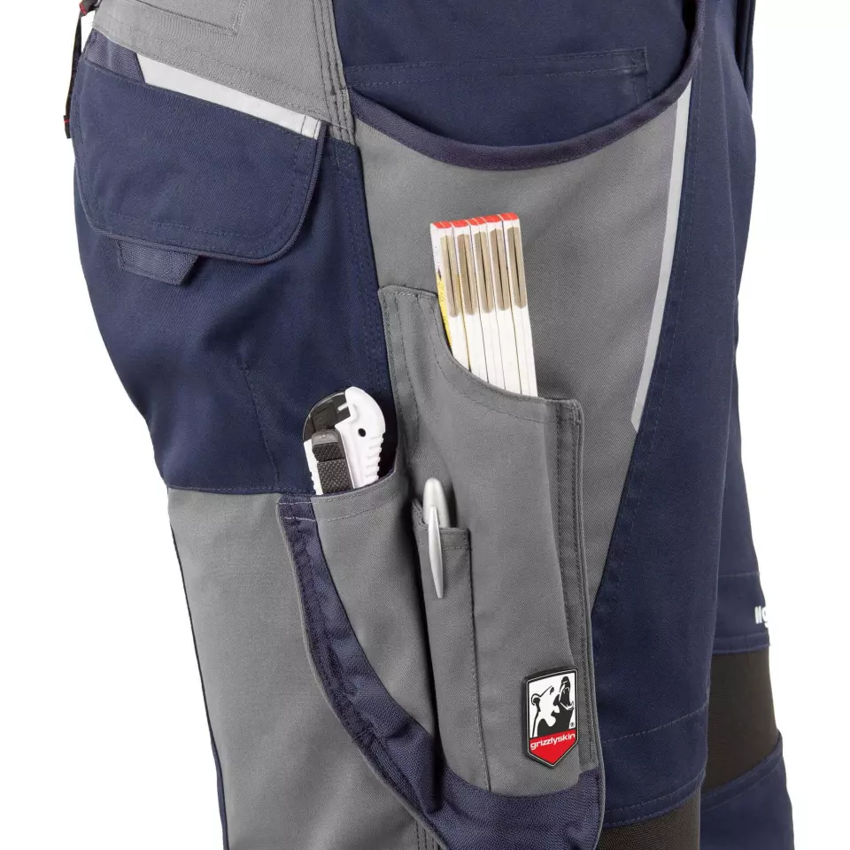 Grizzlyskin GIM3706, IRON Bib Overall Navy Blue/Grey, image 4, gallery thumbnail