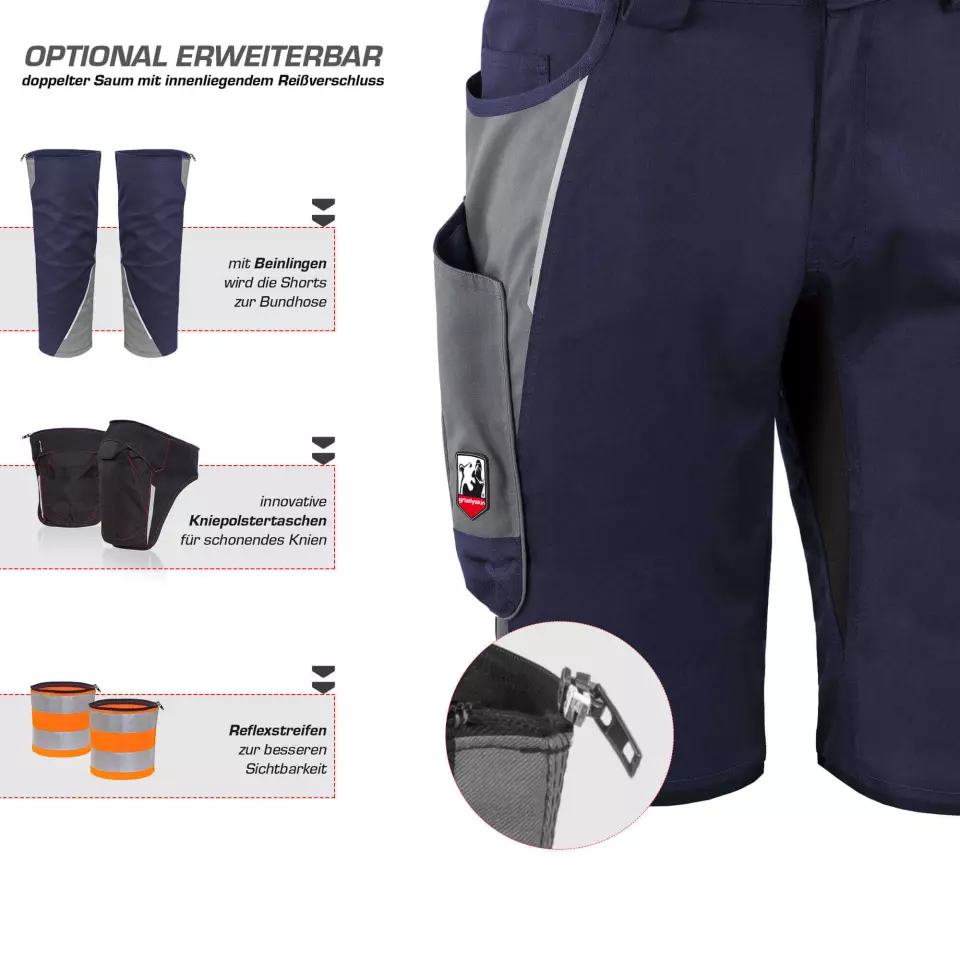 Grizzlyskin GIM3606, IRON Shorts Navy/Grey, image 3, gallery thumbnail