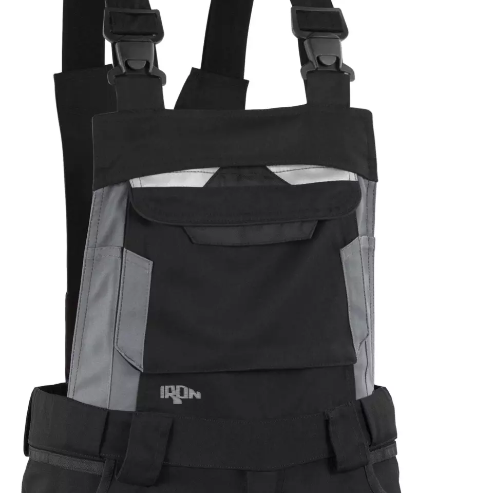 Grizzlyskin GIM3708, IRON Bib Overall Black/Grey, image 3, gallery thumbnail