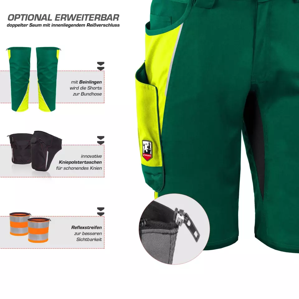 Grizzlyskin GIM3611, IRON Shorts Green/Hi-Vis Yellow, image 3, gallery thumbnail
