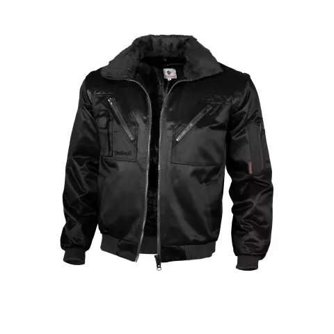 Qualitex Solid Color Pilot Jacket Black