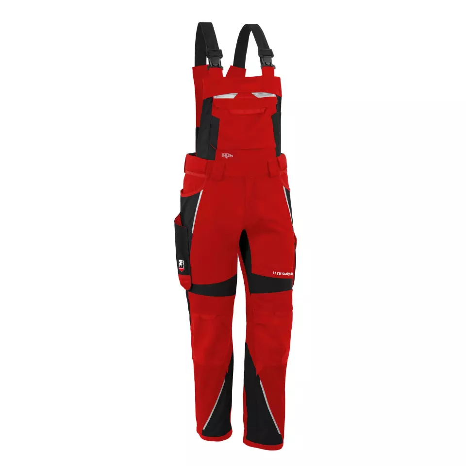 Grizzlyskin GIM3702, IRON Bib Overall Red/Black, image 1, gallery thumbnail