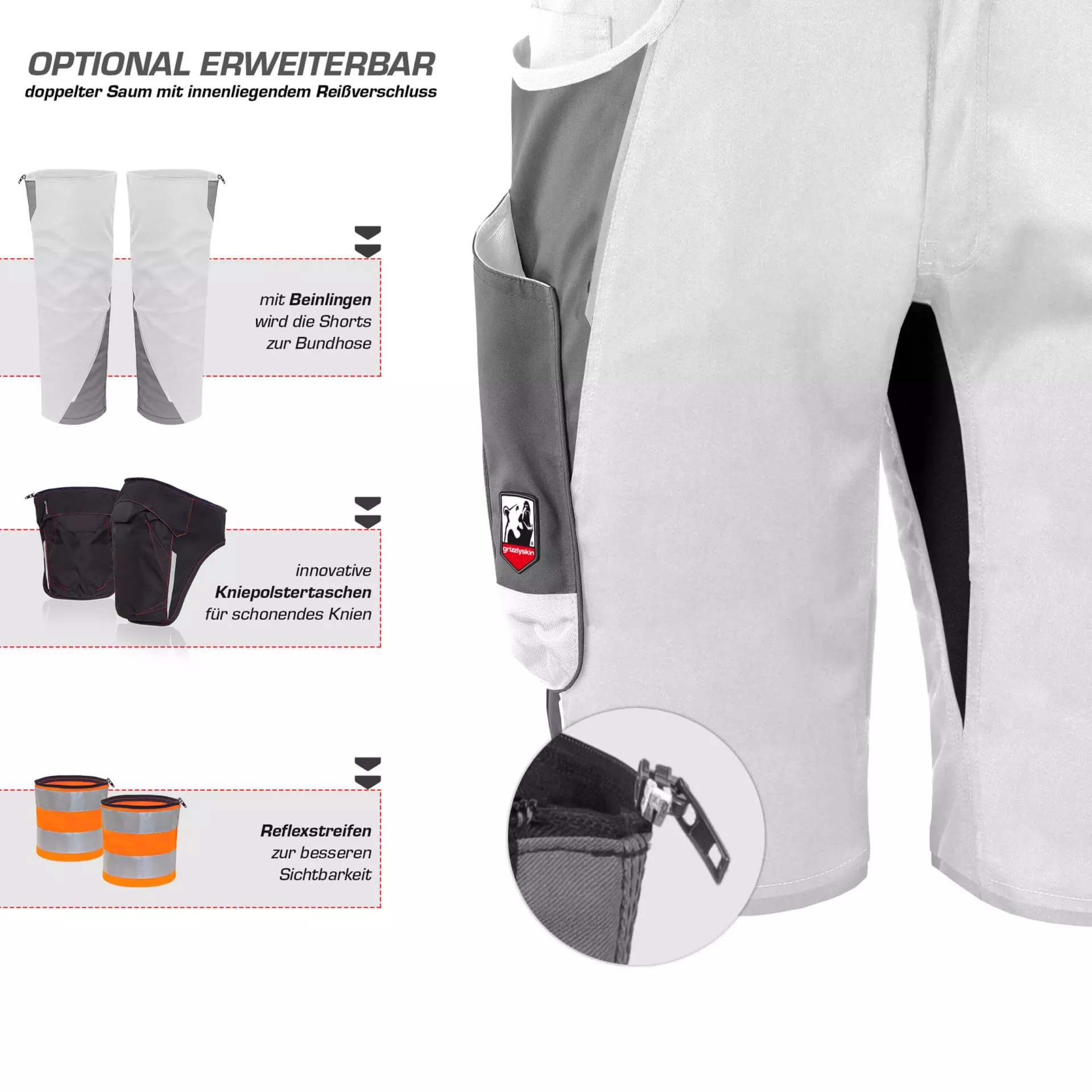 Grizzlyskin GIM3604, IRON Shorts White/Grey, image 3