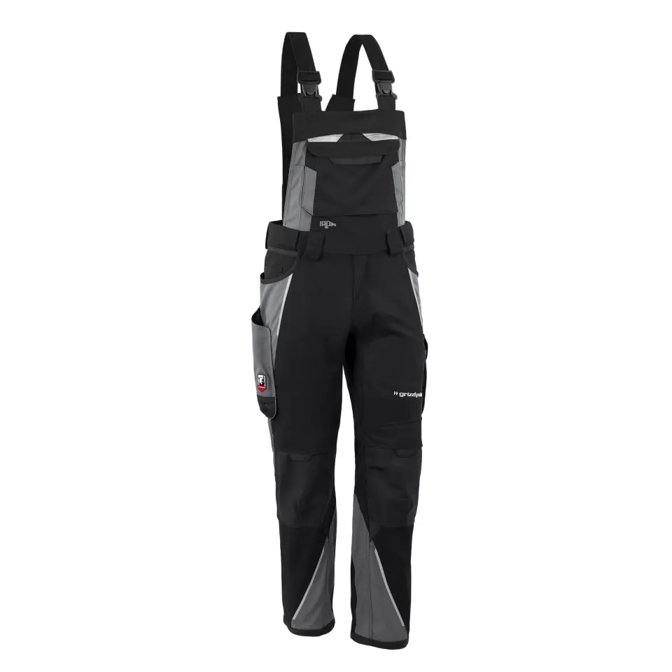 Grizzlyskin GIM3708, IRON Bib Overall Black/Grey, image 1, gallery thumbnail