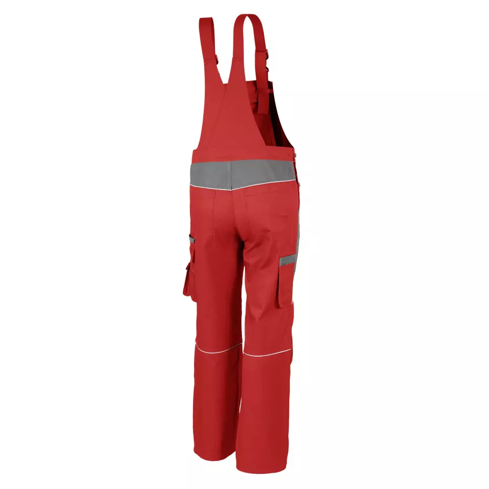 Qualitex NM-41006-2332, PRO Latzhose rot/grau, image 2, gallery thumbnail