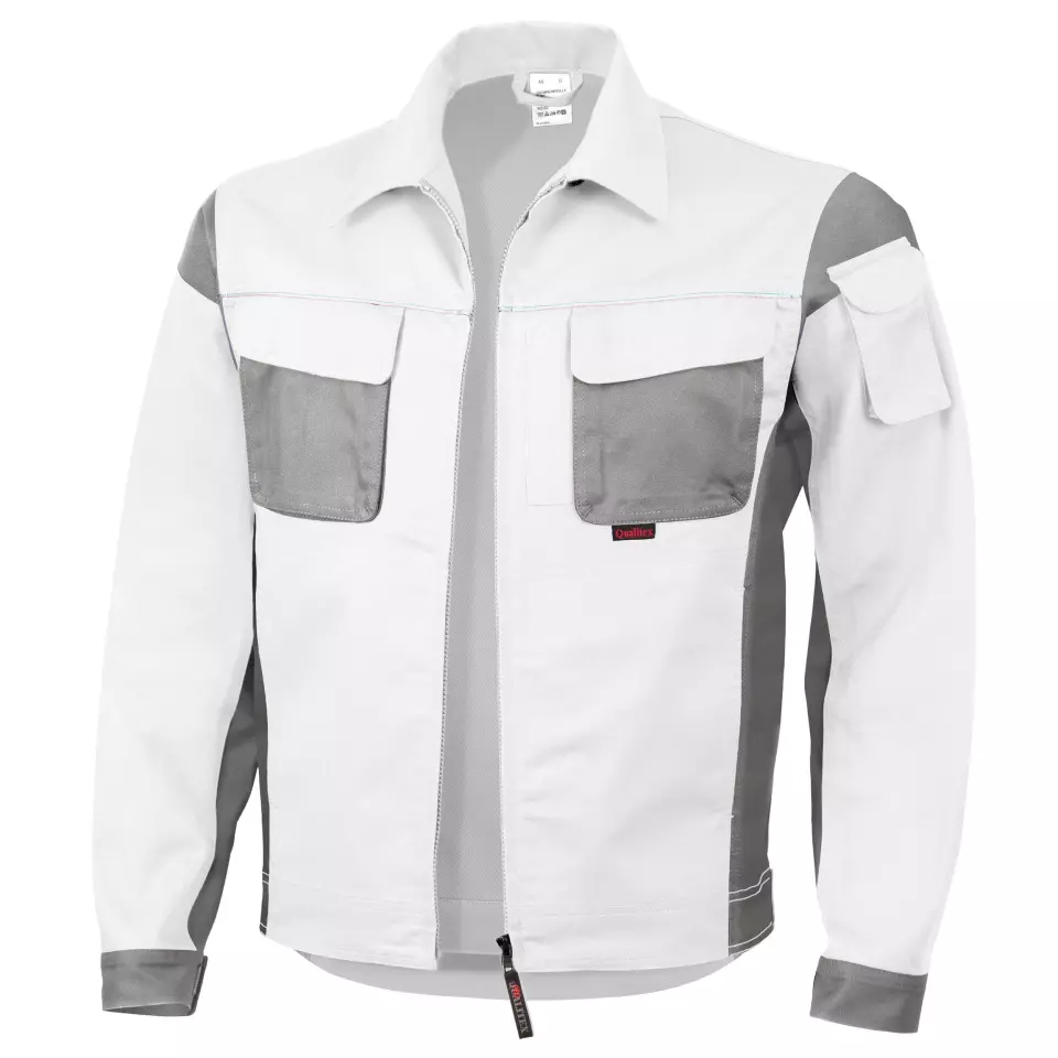 Qualitex NM-43006-3032, PRO Waist Jacket White/Grey, image 1, gallery thumbnail