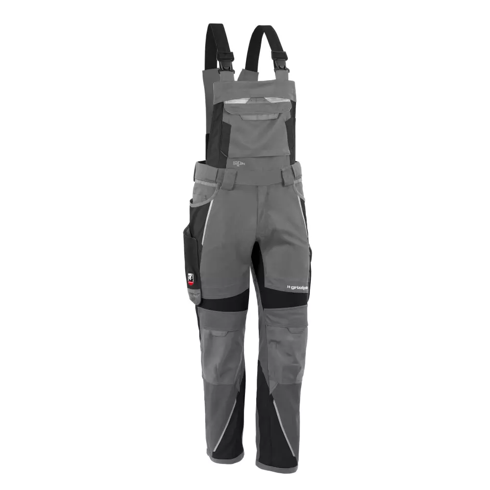 Grizzlyskin GIM3707, IRON Bib and Brace Grey/Black, image 1, gallery thumbnail