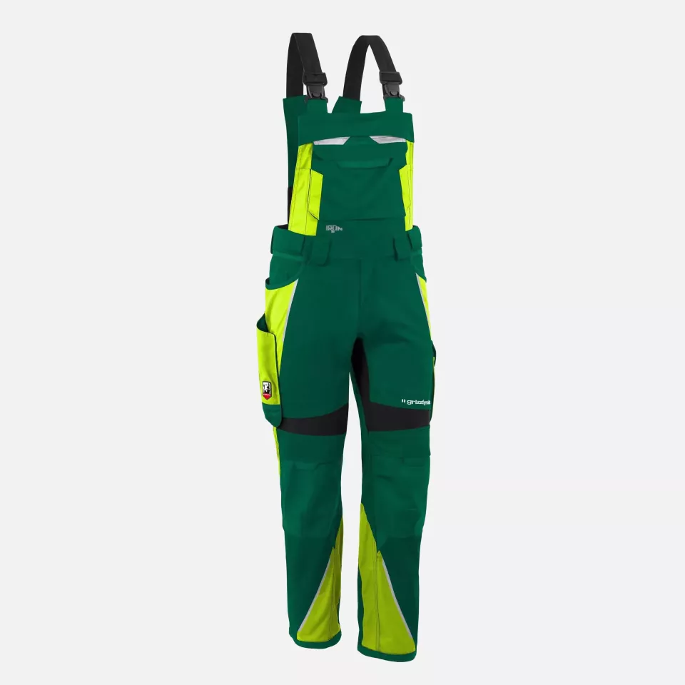 Grizzlyskin GIM3711, IRON Bib and Brace Green/Hi-Vis Yellow, image 1, gallery thumbnail