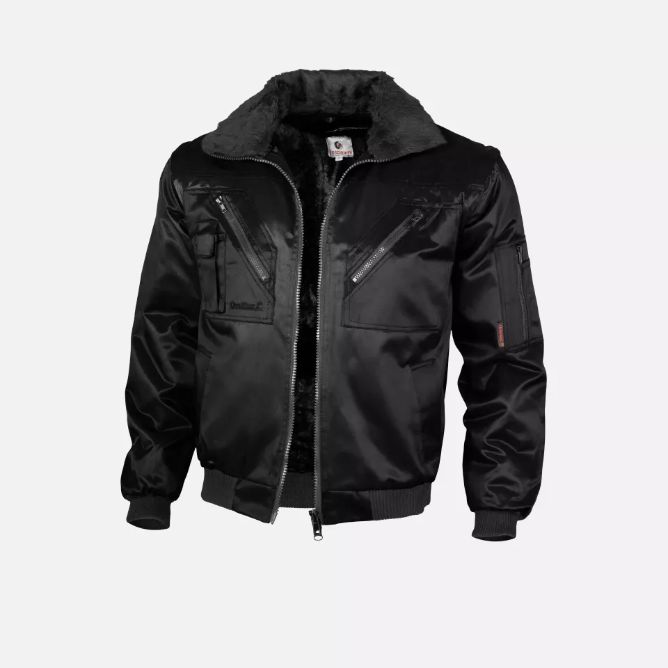 Qualitex NM-70001-3600, Solid Color Pilot Jacket Black, image 1, gallery thumbnail