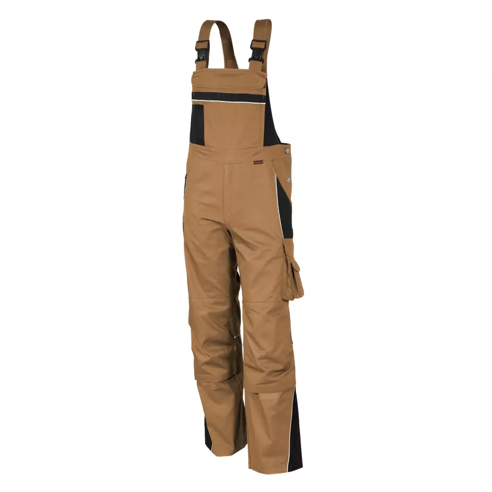Qualitex NM-41006-4236, PRO Latzhose khaki/schwarz, image 1, gallery thumbnail