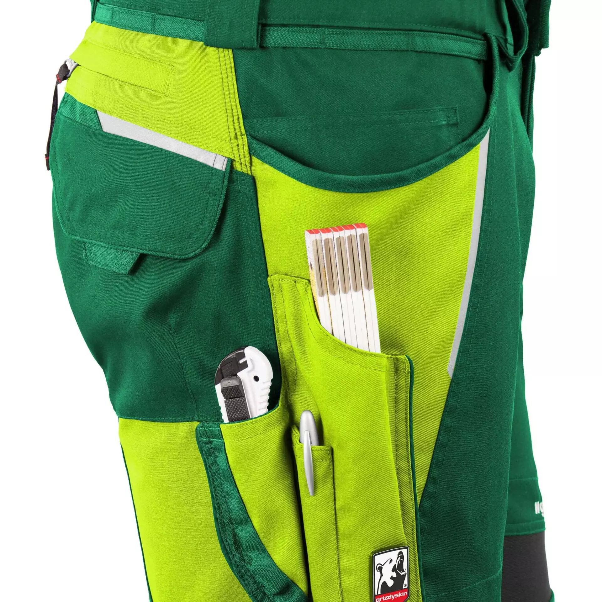 Grizzlyskin GIM3611, IRON Shorts Green/Hi-Vis Yellow, image 4