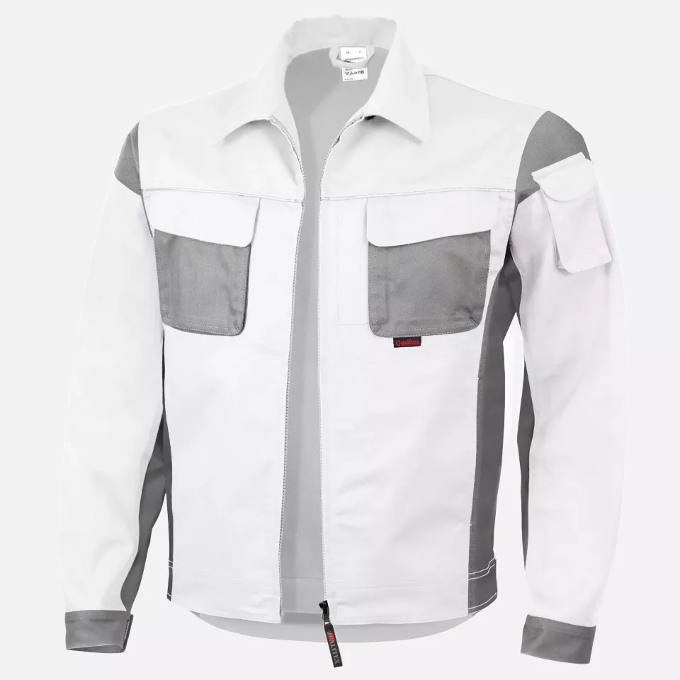 Qualitex NM-43006-3032, PRO Waist Jacket White/Grey, image 1, gallery thumbnail