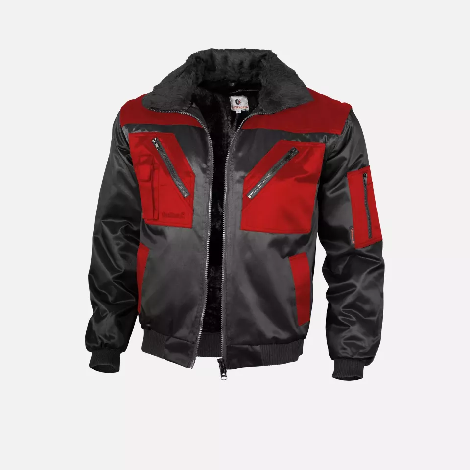 Qualitex NM-70001-3623, Two-Tone Pilot Jacket Black/Red, image 1, gallery thumbnail