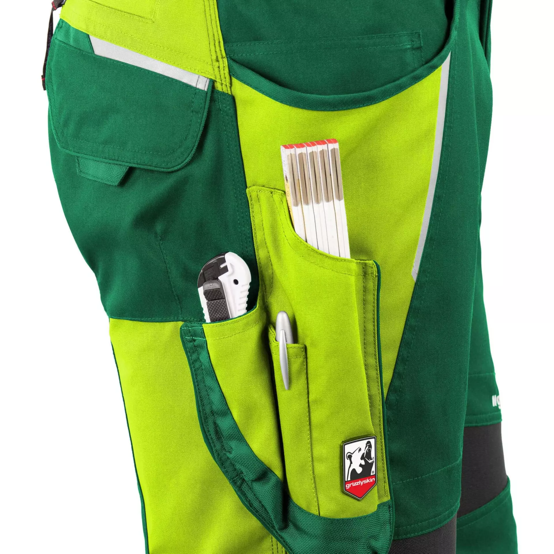 Grizzlyskin GIM3711, IRON Latzhose grün/warngelb, image 4