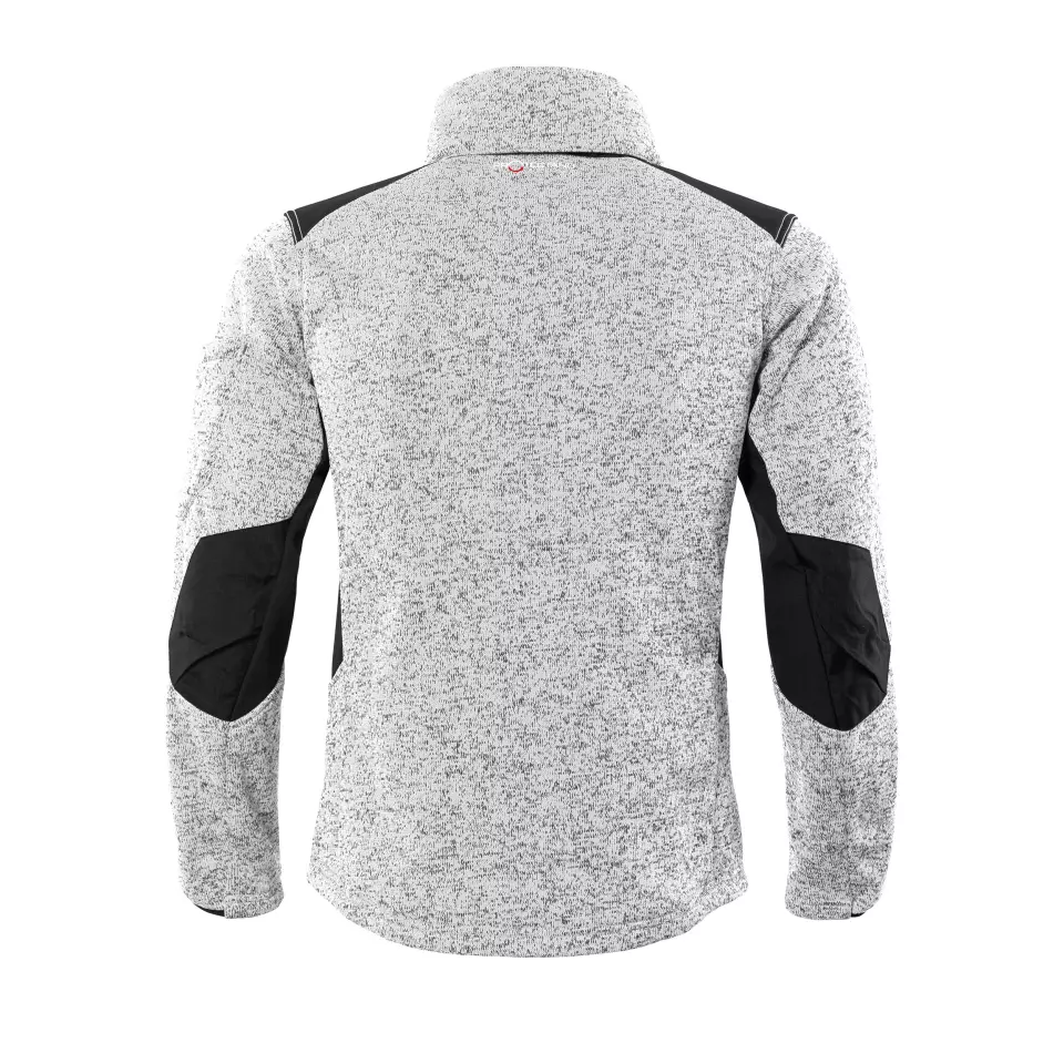 Qualitex NM-65013-3000, Knitted Fleece Jacket White/Heathered, image 2, gallery thumbnail
