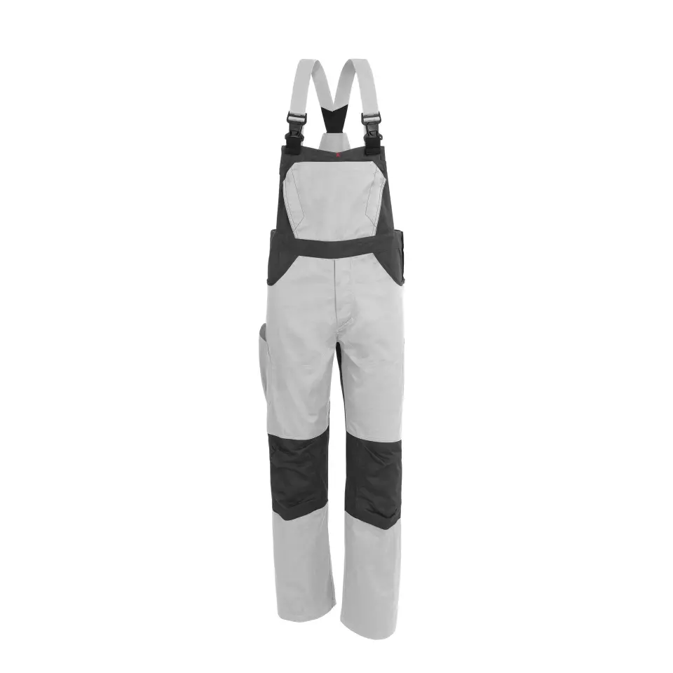 Qualitex NM-41011-3032, X-Serie Bib Overall White/Grey, image 1, gallery thumbnail