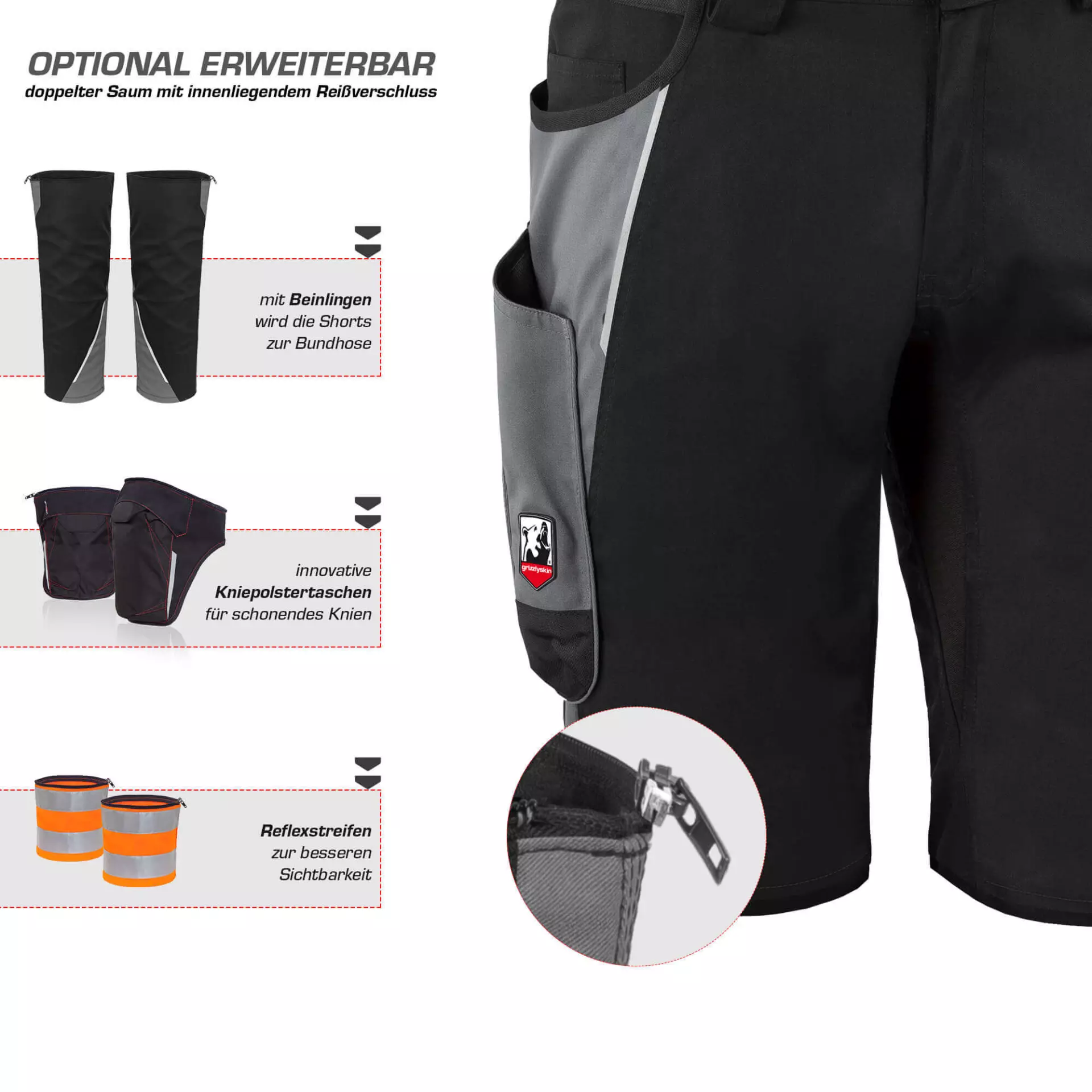 Grizzlyskin GIM3608, IRON Shorts Black/Grey, image 3