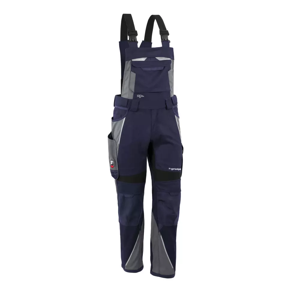 Grizzlyskin GIM3706, IRON Bib Overall Navy Blue/Grey, image 1, gallery thumbnail