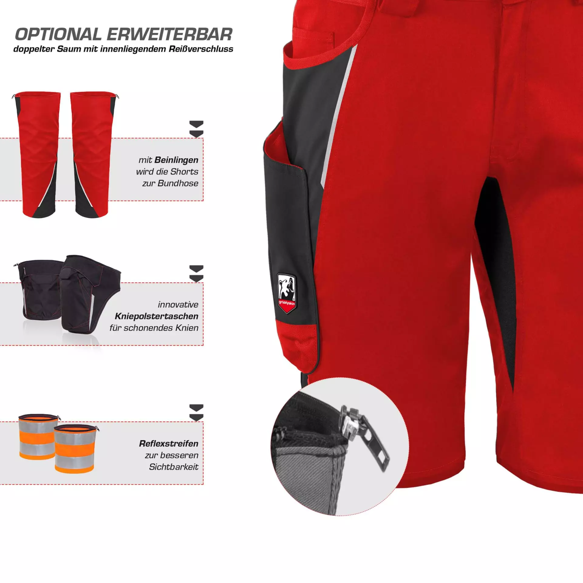 Grizzlyskin GIM3602, IRON Shorts Red/Black, image 3