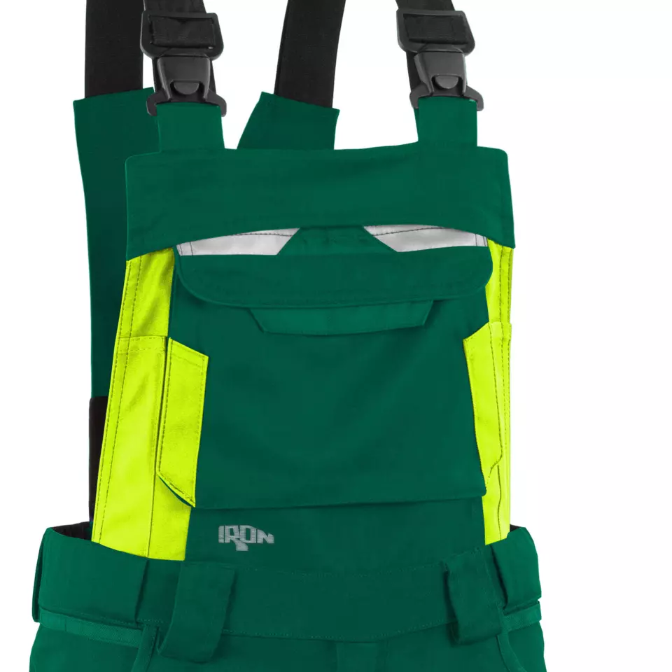 Grizzlyskin GIM3711, IRON Latzhose grün/warngelb, image 3, gallery thumbnail