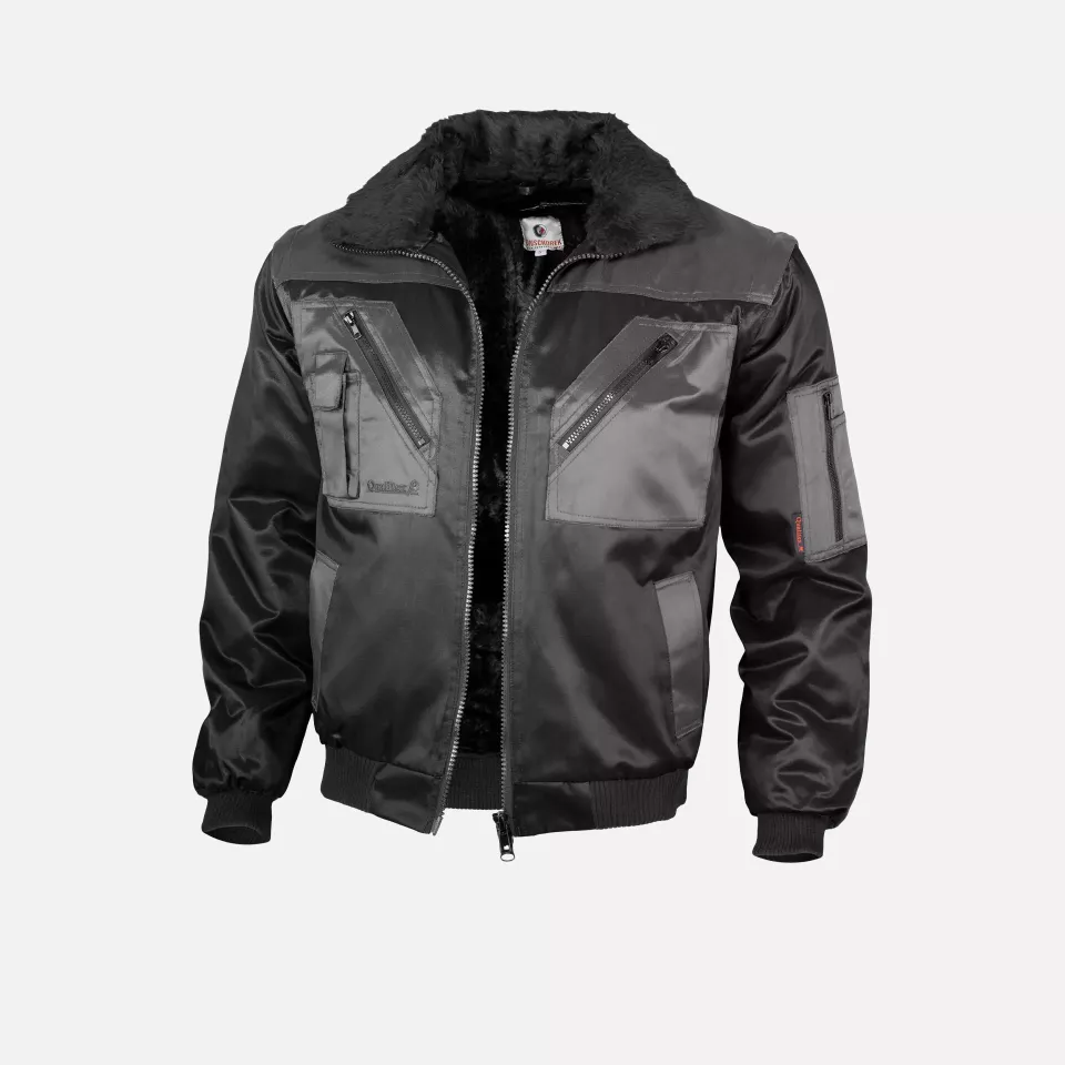 Qualitex NM-70001-3632, Two-Tone Pilot Jacket Black/Grey, image 1, gallery thumbnail