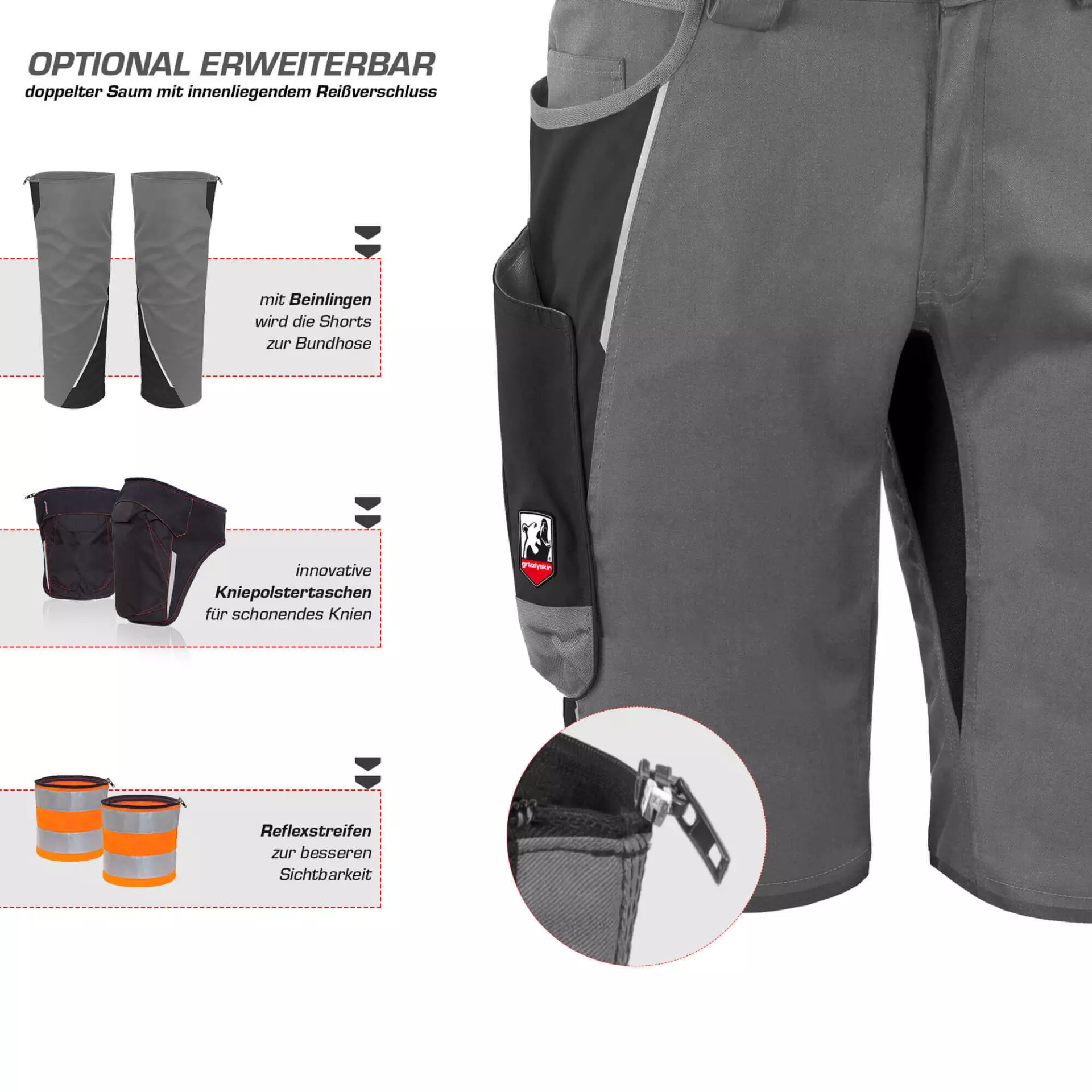 Grizzlyskin GIM3607, IRON Shorts Grey/Black, image 3