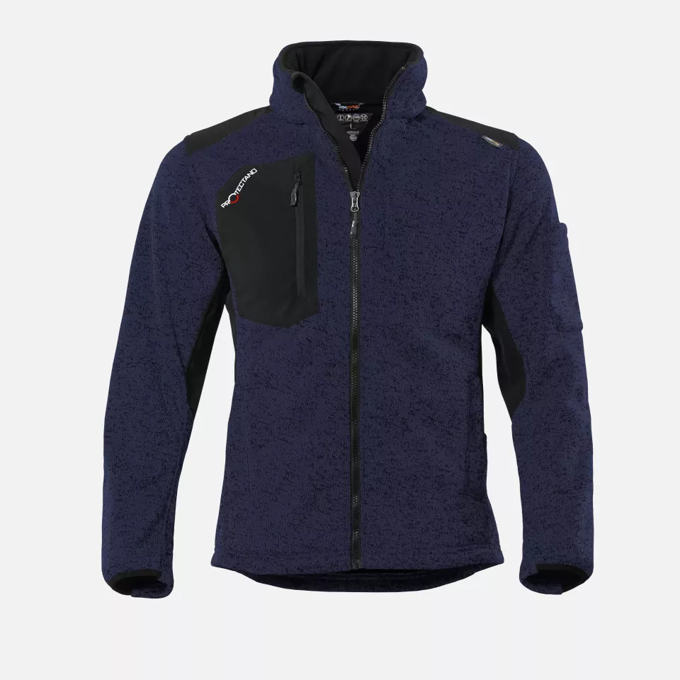 Qualitex NM-65013-0500, Knitted Fleece Jacket Navy/Melange, image 1, gallery thumbnail