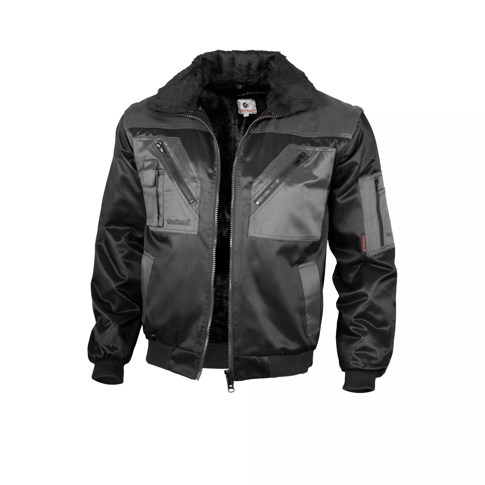 Qualitex NM-70001-3632, Zweifarbig Pilotenjacke schwarz/grau, image 1