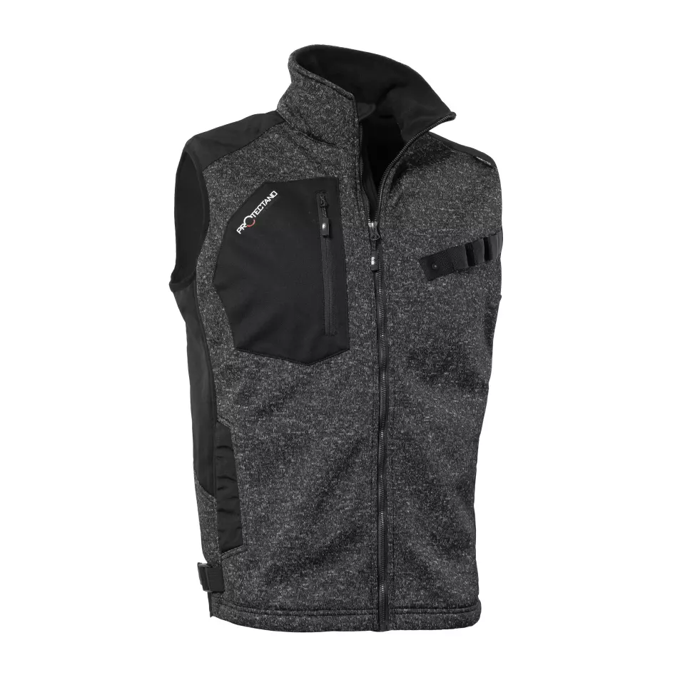Qualitex NM-48013-3600, Knitted Fleece Vest Black/Heathered, image 1, gallery thumbnail