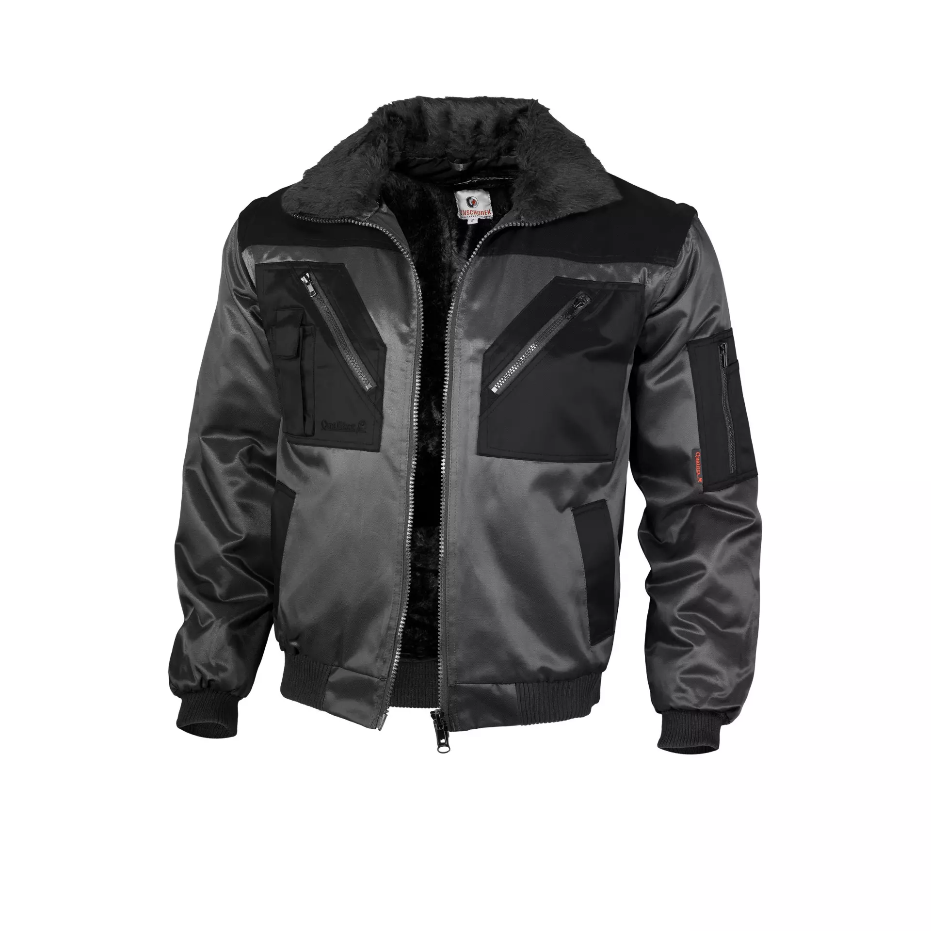 Qualitex NM-70001-3236, Zweifarbig Pilotenjacke grau/schwarz, image 1