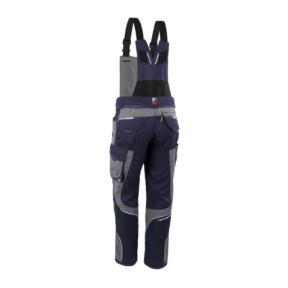Grizzlyskin GIM3706, IRON Bib Overall Navy Blue/Grey, image 2, gallery thumbnail