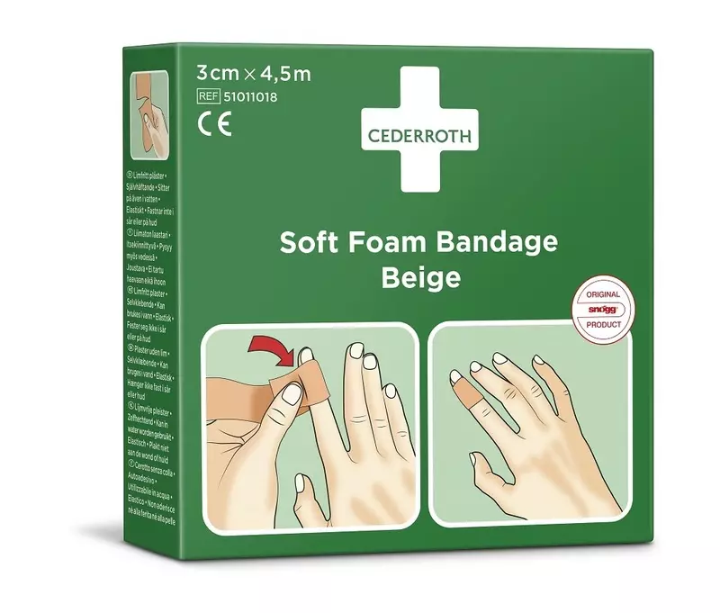 Cederroth C51011018, Soft Bandage Beige 3 cm x 4.5 m