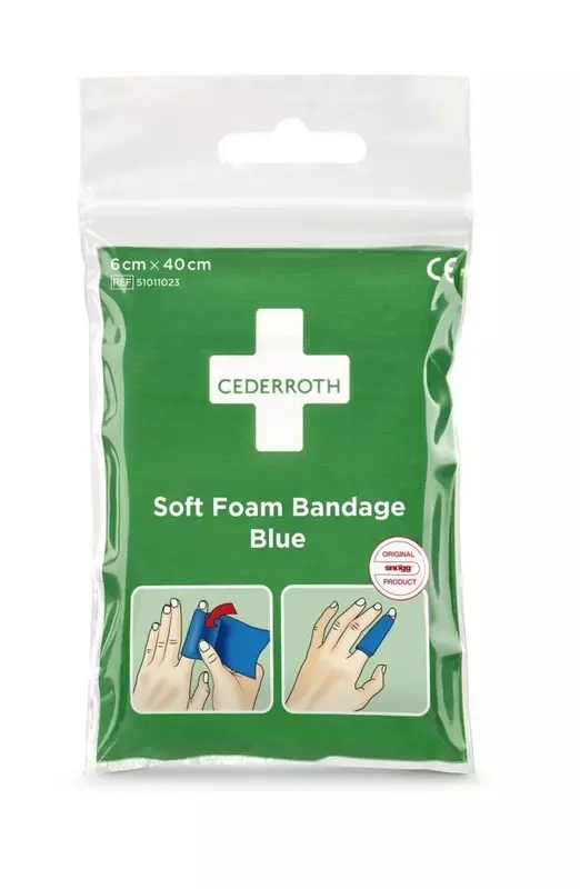 Cederroth C51011023, Soft Bandage Pocket Pack Blue 6 cm x 40 cm