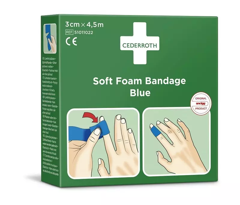 Cederroth C51011022, Soft Bandage Blue 3 cm x 4.5 m