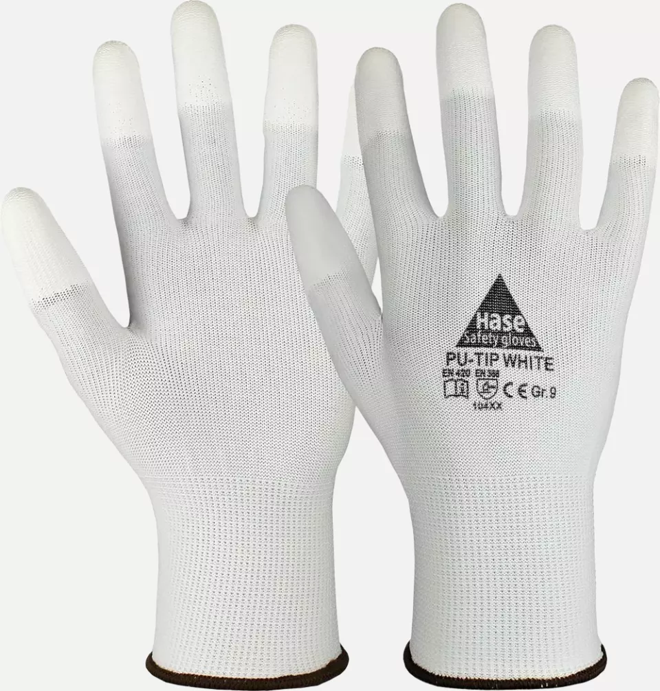 Hase Safety Gloves 509515, PU-TIP WHITE Assembly Glove, image 1, gallery thumbnail