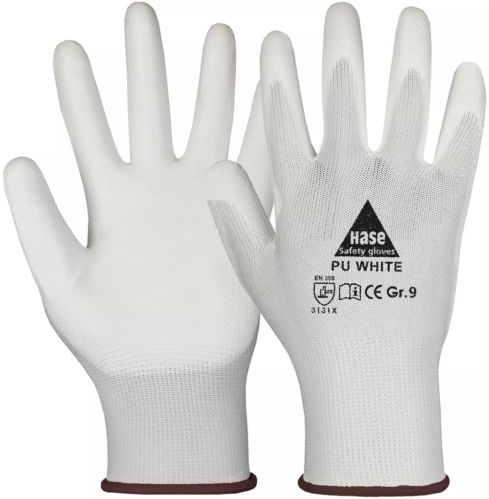 Hase Safety Gloves 509520, PU WHITE Assembly Gloves, image 1