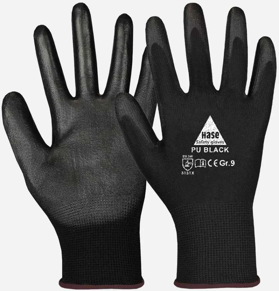 Hase Safety Gloves 509560, PU BLACK Assembly Glove, image 1, gallery thumbnail